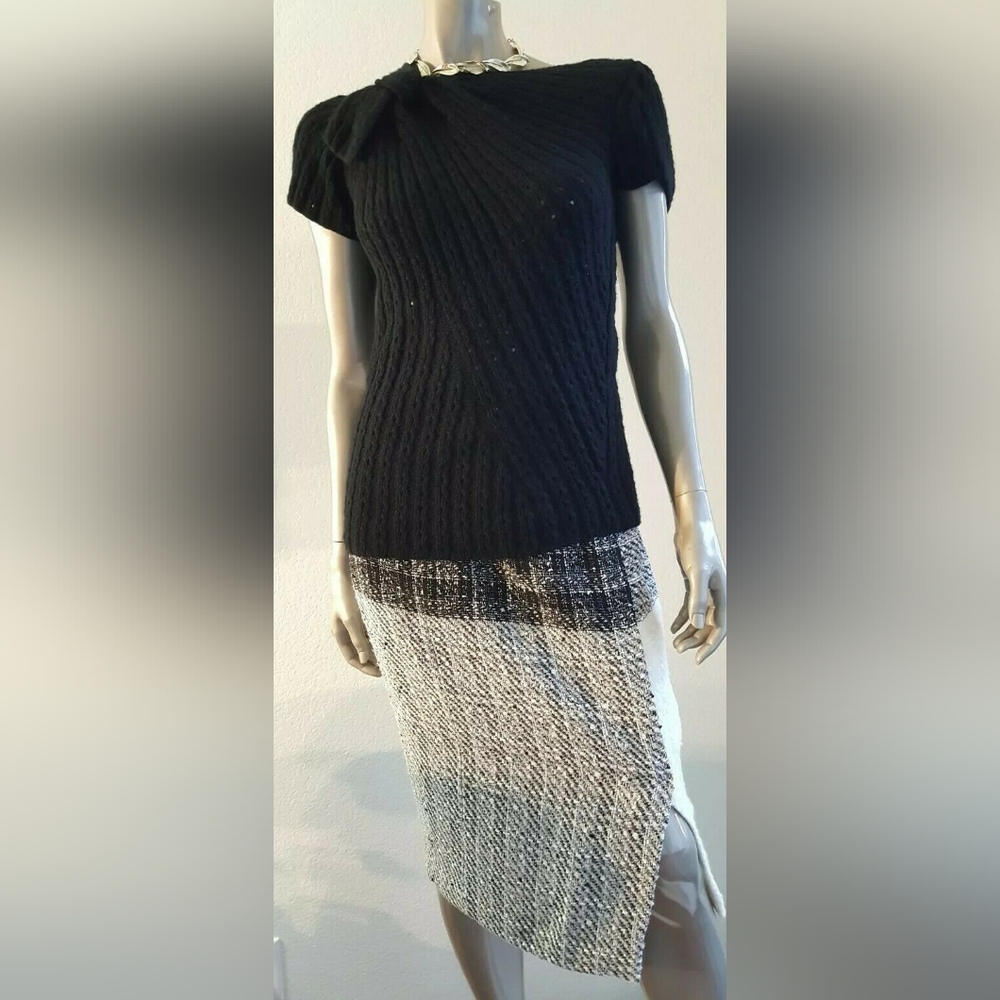 ❤️BUY2️⃣GET1️⃣🆓$1,900 OSCAR DE LA RENTA CASHMERE RED BOW RUNWAY HAND KNIT XS - Picture 6 of 8